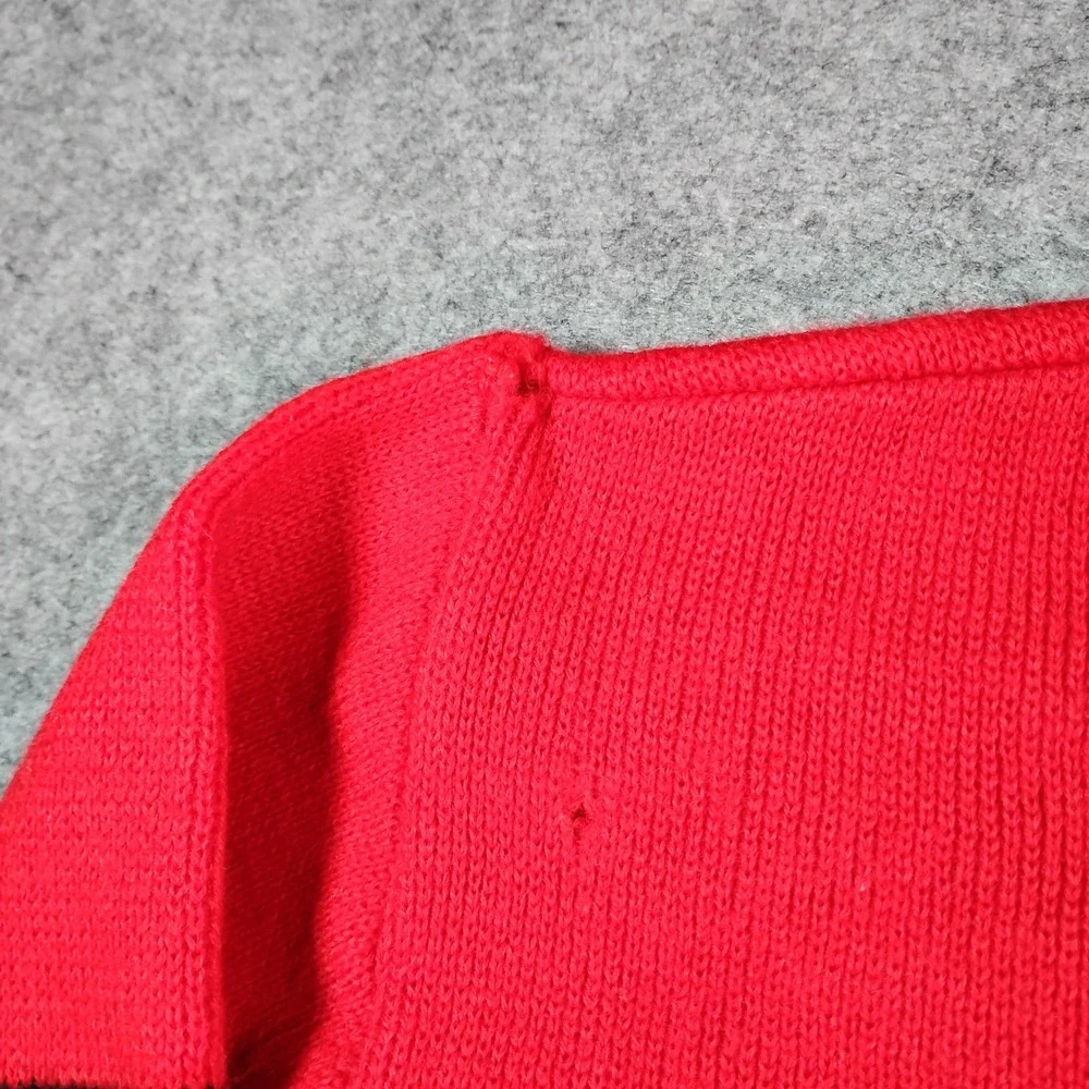 Eisbar Vintage Ski Sweater Mens L Red 100% Wool Stripe Crewneck West Germany 80s